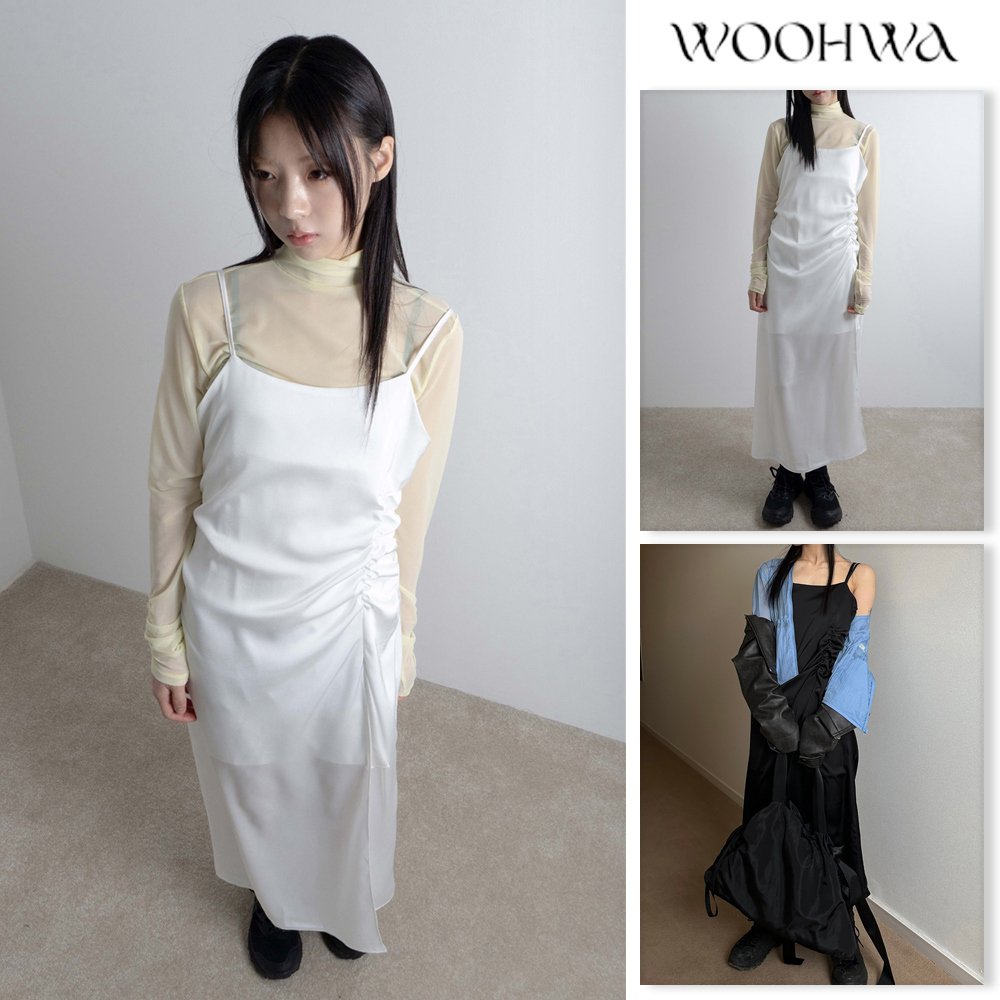 【WOOHWA】SATIN SLIT LONG OPS