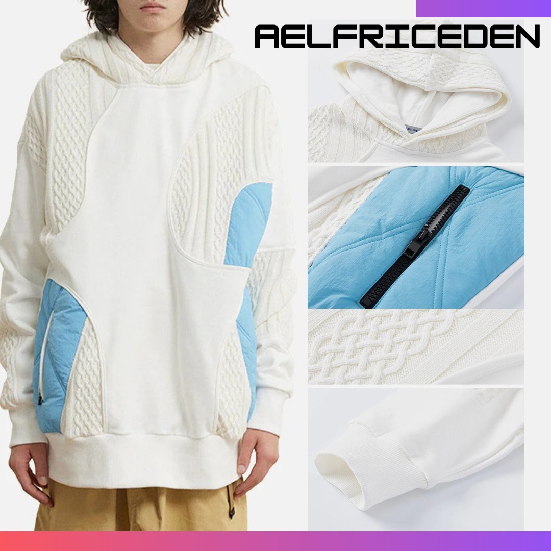 Aelfric Eden ニットパッチワークフーディ