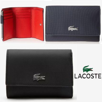 LACOSTE Folding Wallets Street Style Plain PVC Clothing Folding Wallet Logo