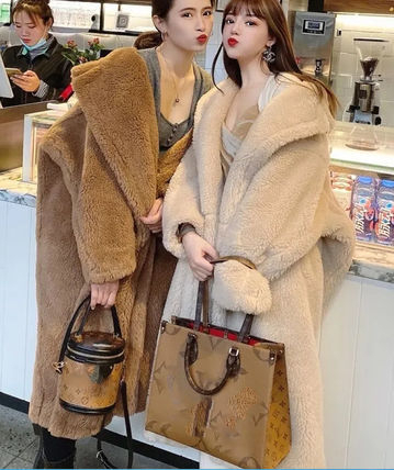 レディース コート ウール ムートン ロング丈 テディ