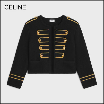 CELINE Cardigans military cardigan jacket in wool