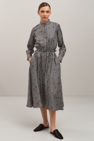 ★'S Max Mara★アウトレット★ピュアシルクツイルロングドレス ☆MAX MARA☆アウトレット☆ピュアシルクツイル シャツドレス
