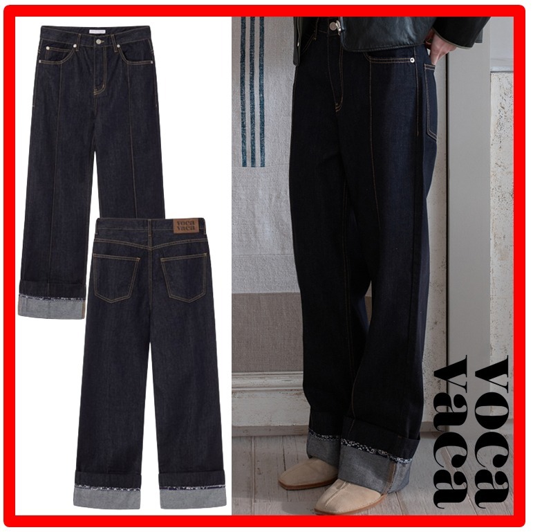 ☆韓国の人気☆【VOCAVACA】☆Roll-up Pintuck Denim Pant.s☆