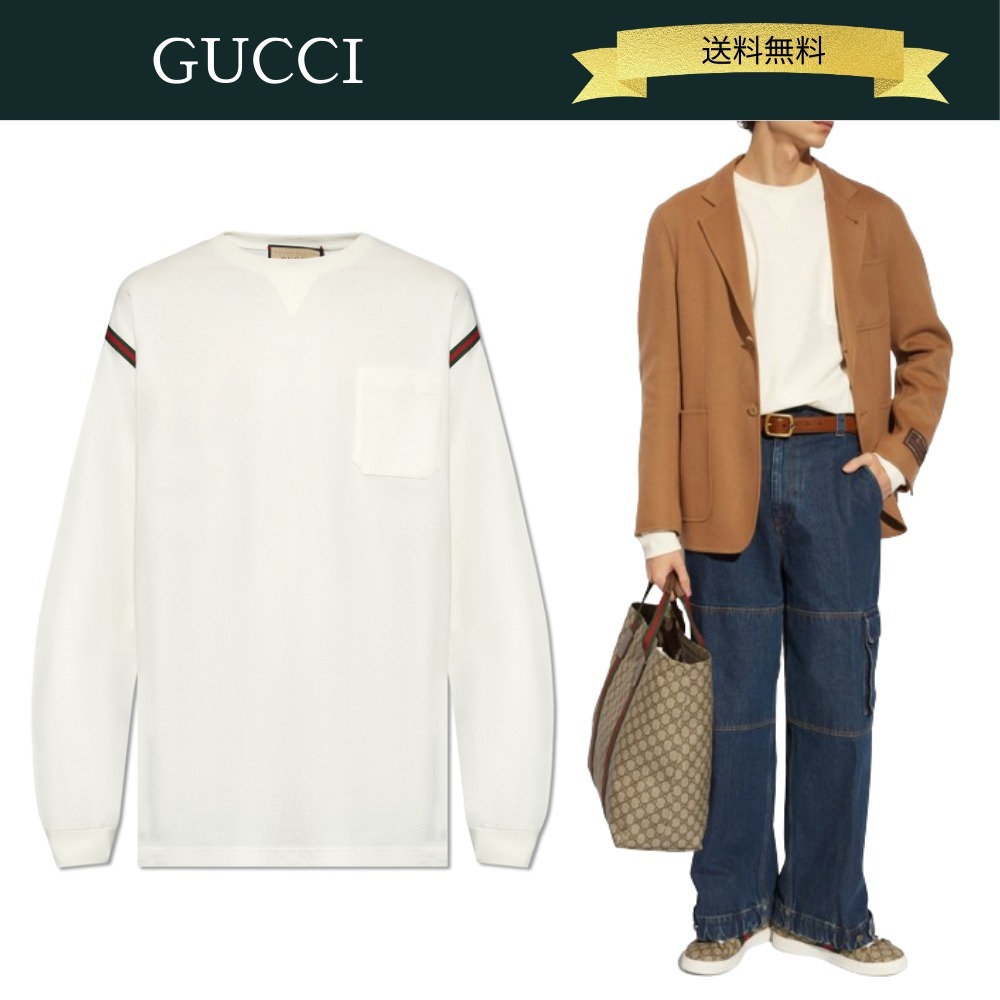 【送料込】GUCCI ☆24SS☆ ウェブストライプ付長袖Tシャツ