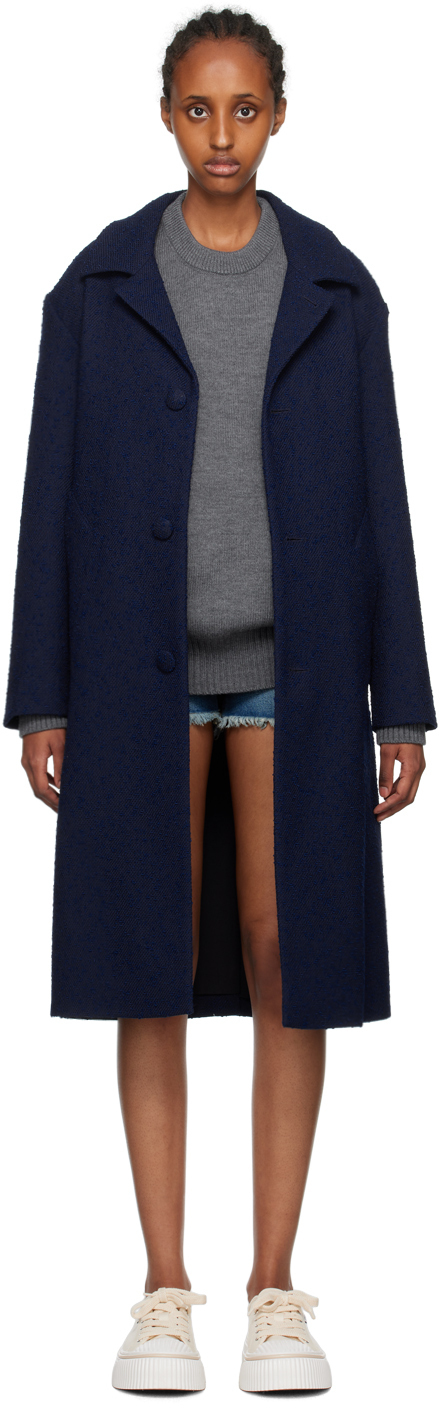 【関税込み】AMI Paris ネイビー シングルブレスト コート