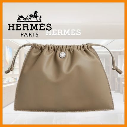 HERMES Pouches & Cosmetic Bags Unisex Calfskin Pouches & Cosmetic Bags