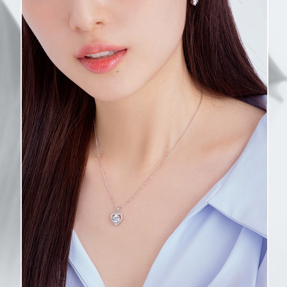 18KGF Heart Moissanite Simulator Dia Part1 Necklace