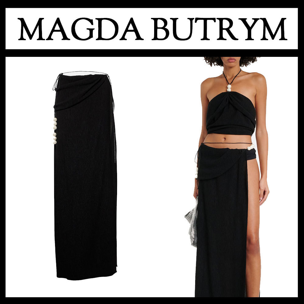 春物を先取り！* MAGDA BUTRYM *ビジュー付きマキシスカート 黒