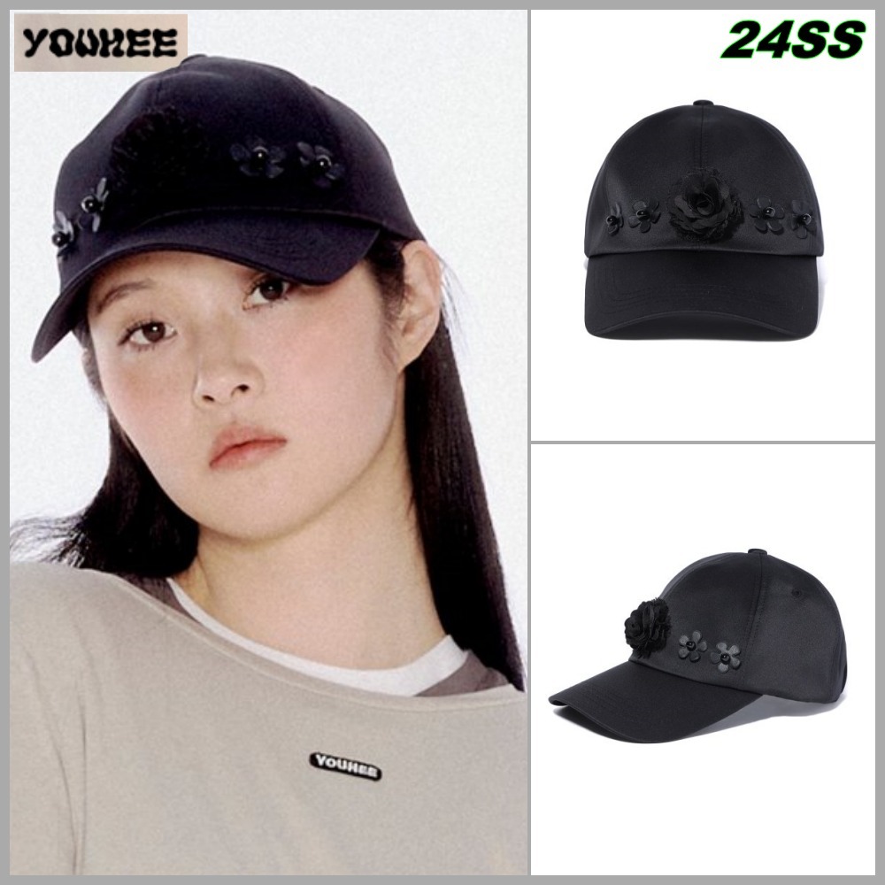 【YOUHEE】24SS YOUHEE FLOWER TRIMMING CAP BLACK