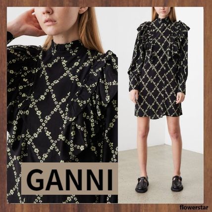 GANNI(ガニー) 小花柄 カシュクール ロング ワンピース