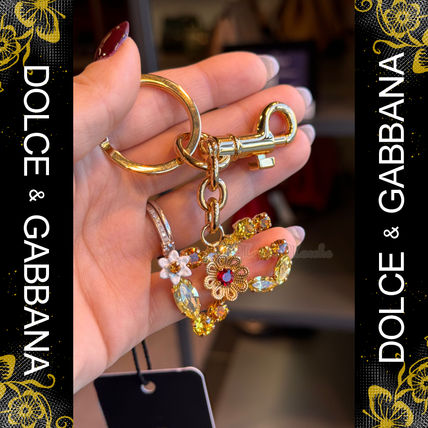 Dolce & Gabbana Keychains & Bag Charms Flower Patterns Unisex Street Style Plain Logo