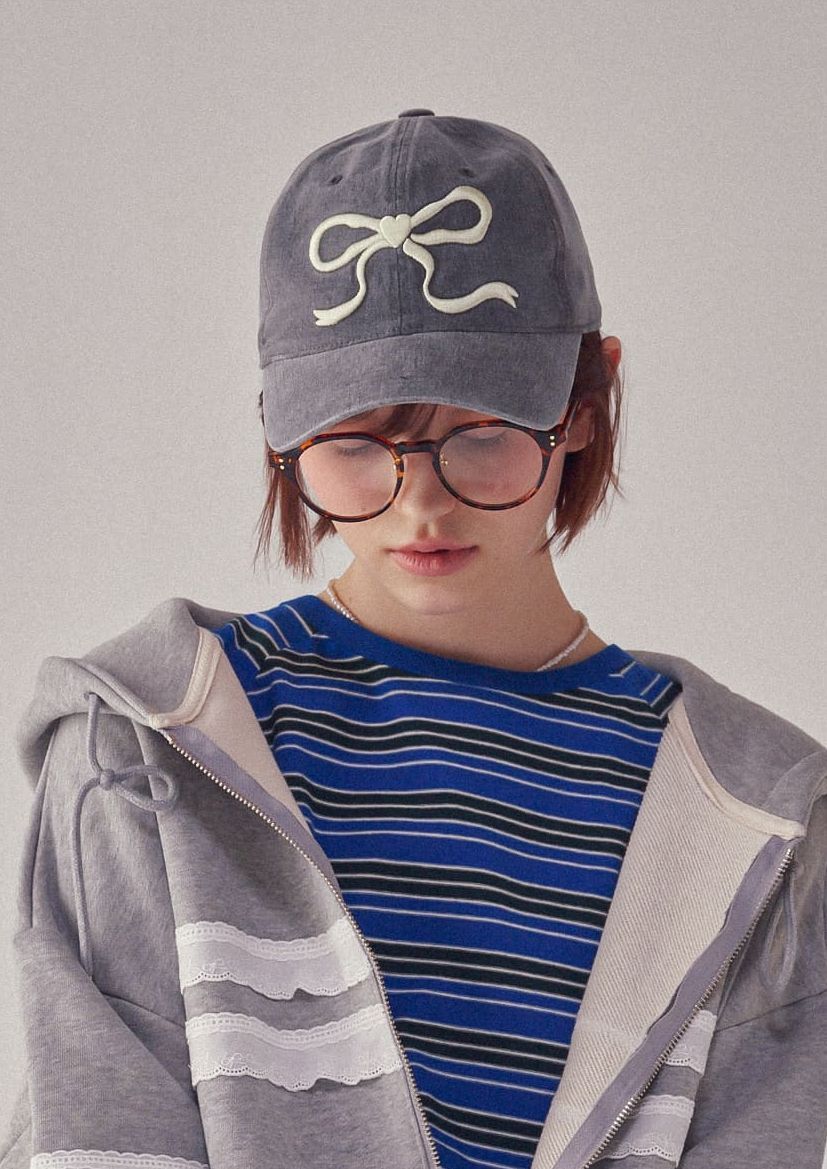 RONRON★韓国★人気★HEART RIBBON BALL CAP 2色 リボン 刺繍 RONRON☆韓国☆人気☆HEART RIBBON BALL CAP 2色 リボン 刺繍
