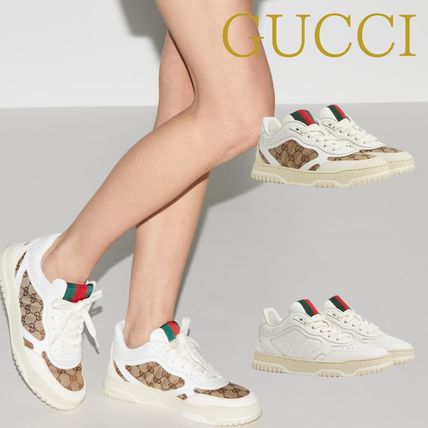 GUCCI Low-Top Casual Style Leather Logo Low-Top Sneakers