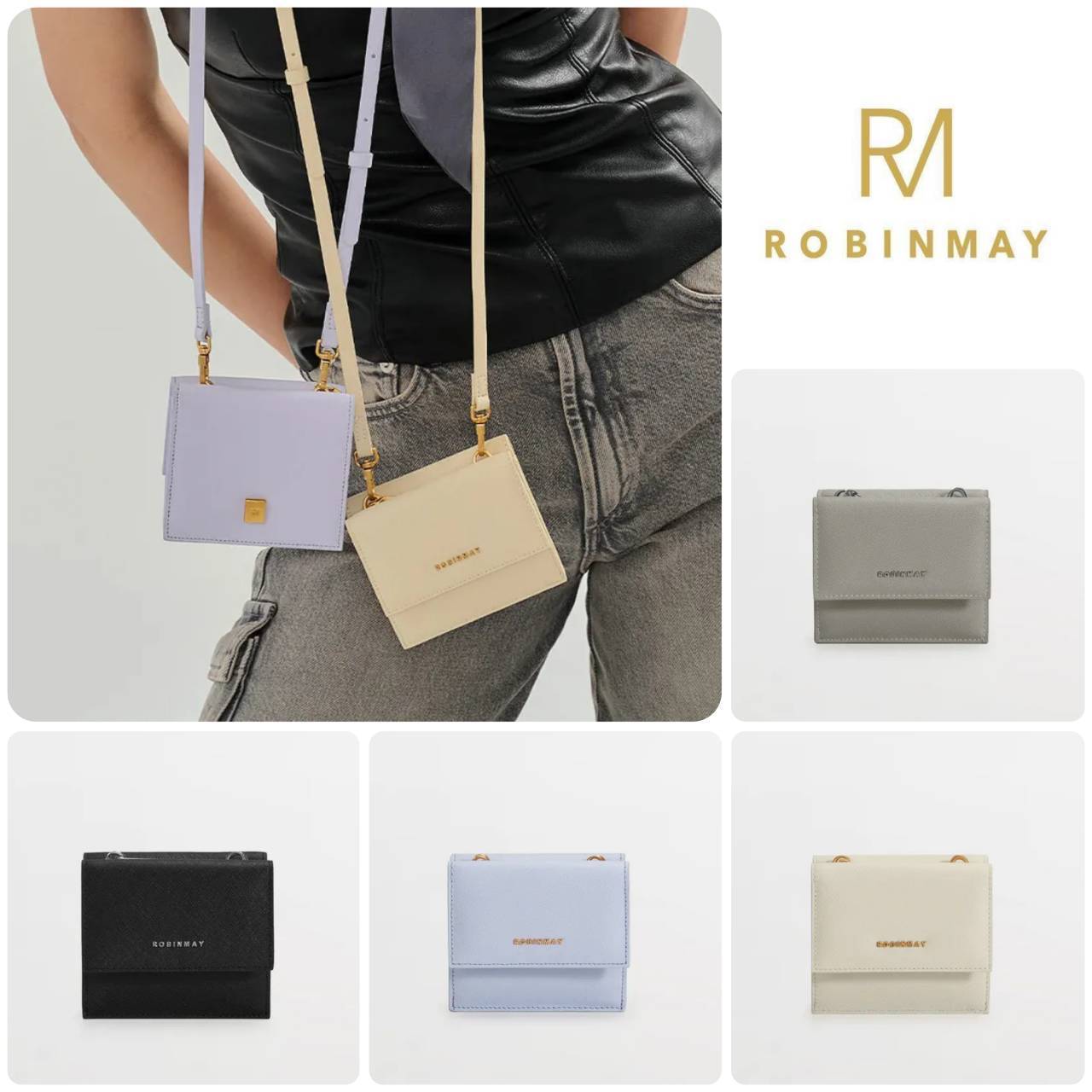 ROBINMAY■柏金背帶短夾 L114 レザーストラップクリップ/送料込