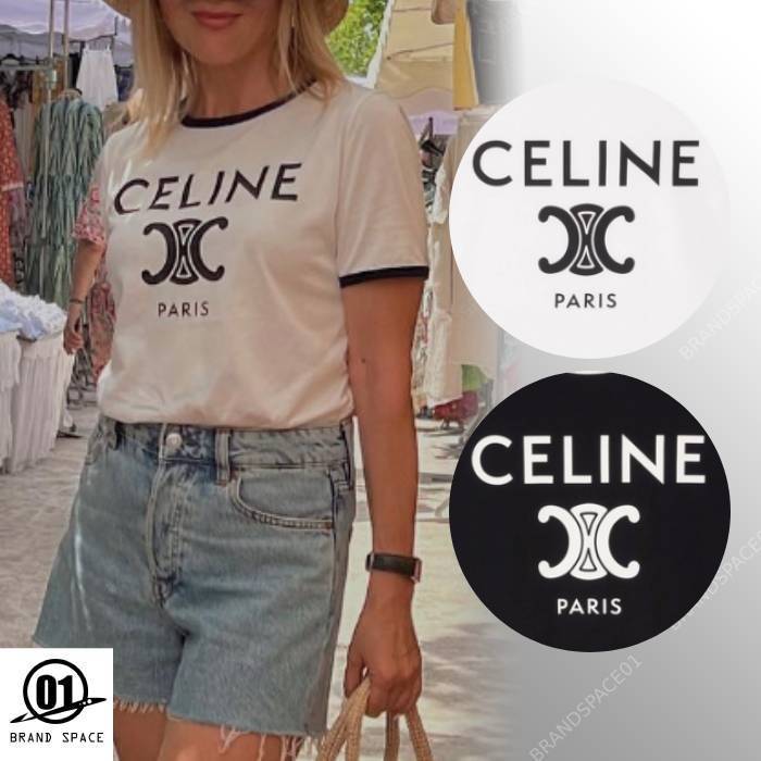 CELINE CELINE PARIS トリオンフ コットンジャージー Tシャツ