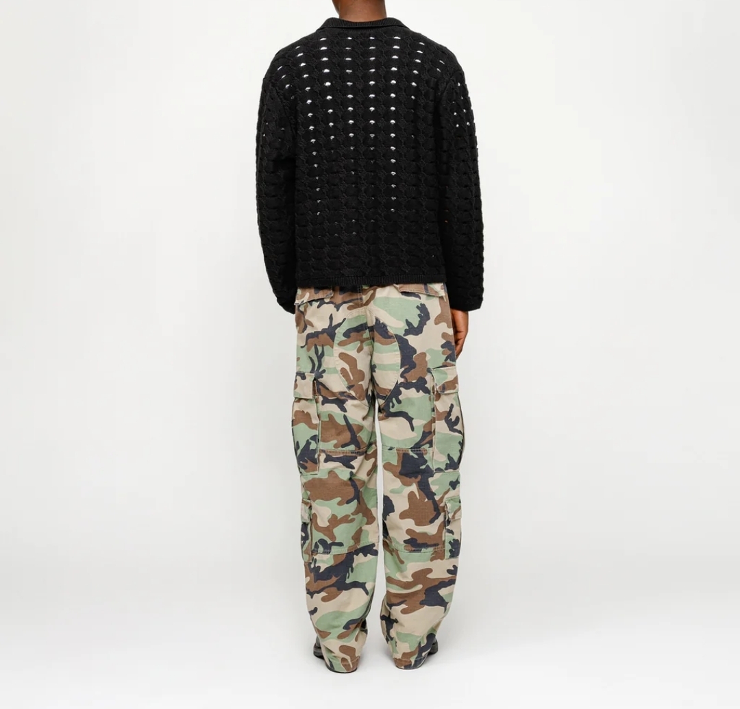☆24SS 最新作☆STUSSY OPEN KNIT COLLARED SWEATER (STUSSY