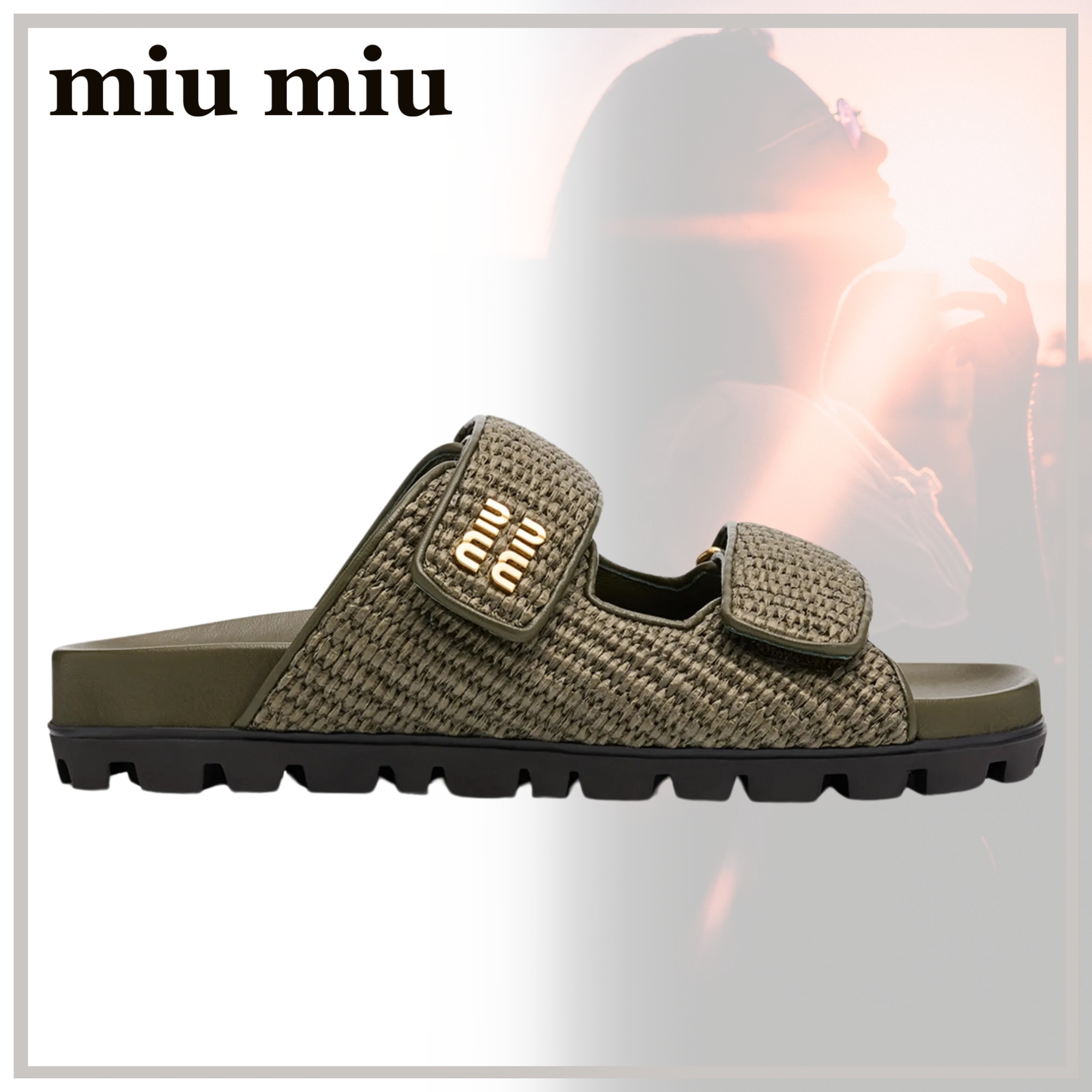 春夏の必需品【MiuMiu】ラフィア コンフォート サンダル 24SS