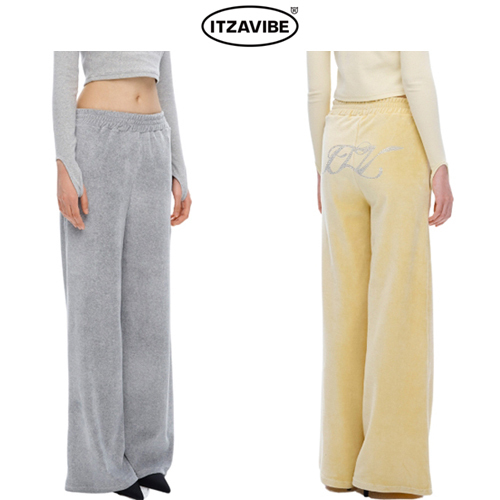 ★NCT着用ブランド★ITZAVIBE★VELOUR GLITTER LOGO WIDE PANTS