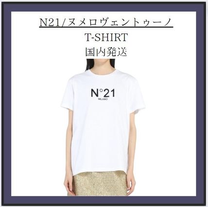 N21 numero ventuno T-Shirts Unisex U-Neck Plain Cotton Short Sleeves Logo T-Shirts