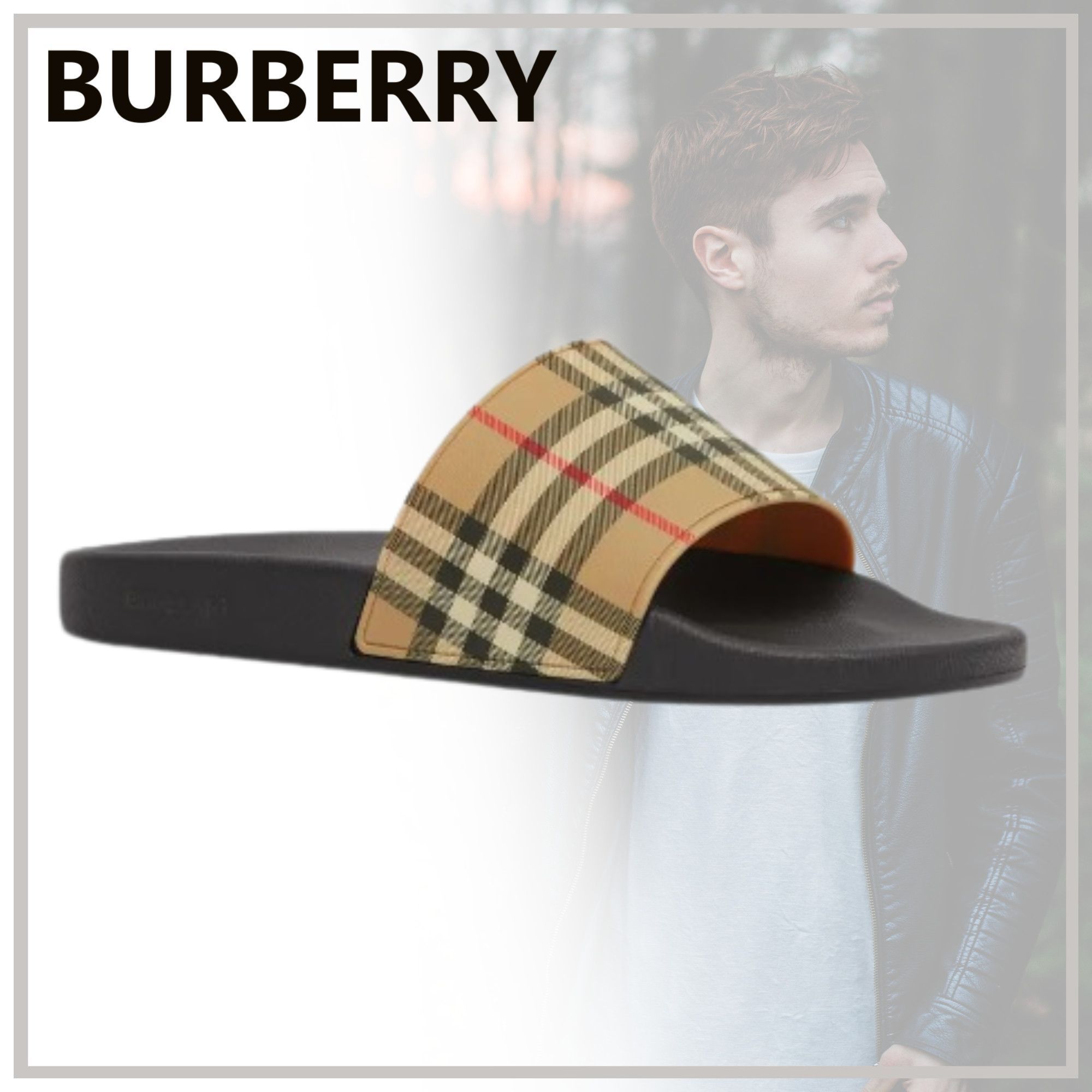 ハイセンスな【Burberry】チェック スライド サンダル 24SS新作