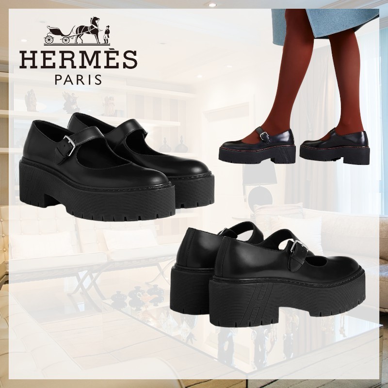 【上品でエレガント】 HERMES《Hoxton》メリージェーン