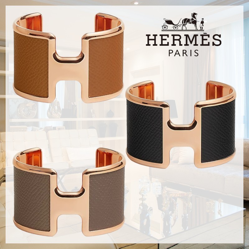 【手首を華やかに】HERMES《オランプ》レザーブレスレット