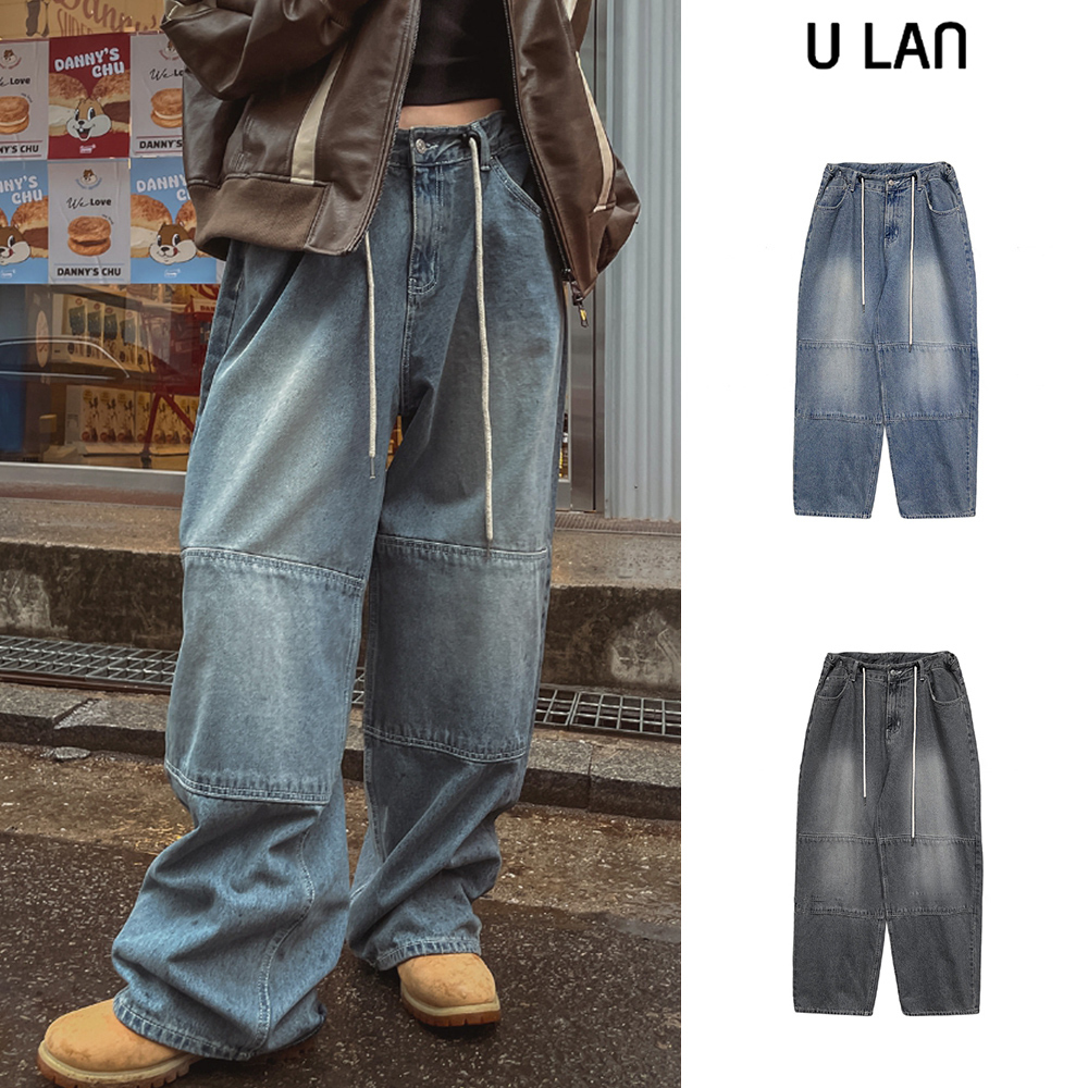 【U LAN】Jimmy Stopper Wide Denim Pants