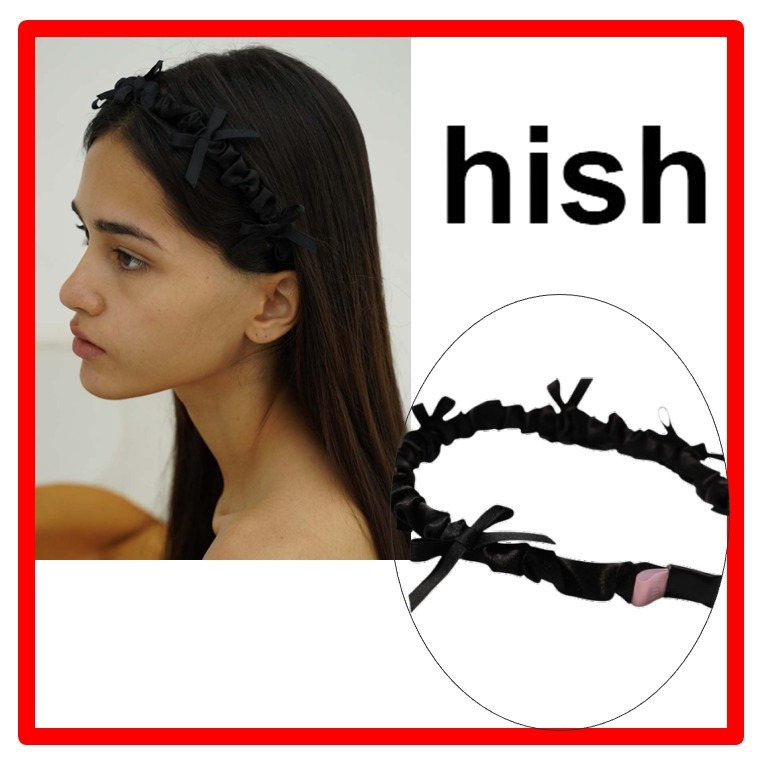 ☆韓国の人気☆【hish】☆satin petit ribbon hair ban.d 5.1☆