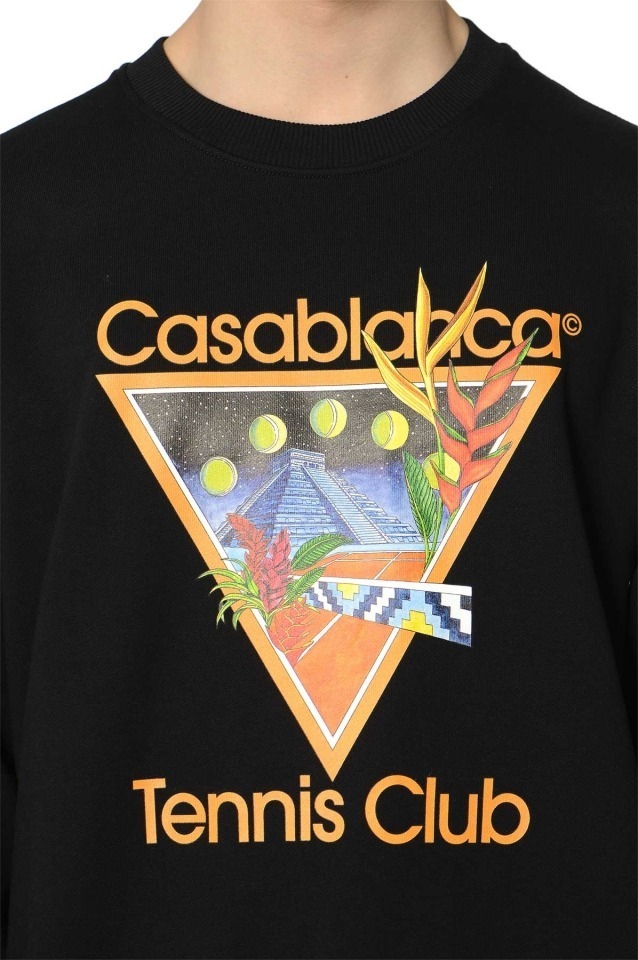 【CASABLANCA】テニスプリントコットンスウェットシャツ 関送込! Casablanca コットン テニスクラブプリント スウェット