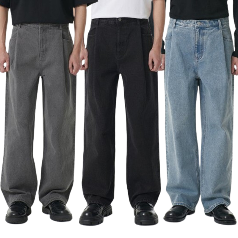 MUSINSA STANDARD MEN'S_ディープタックワイドデニムパンツ_3色
