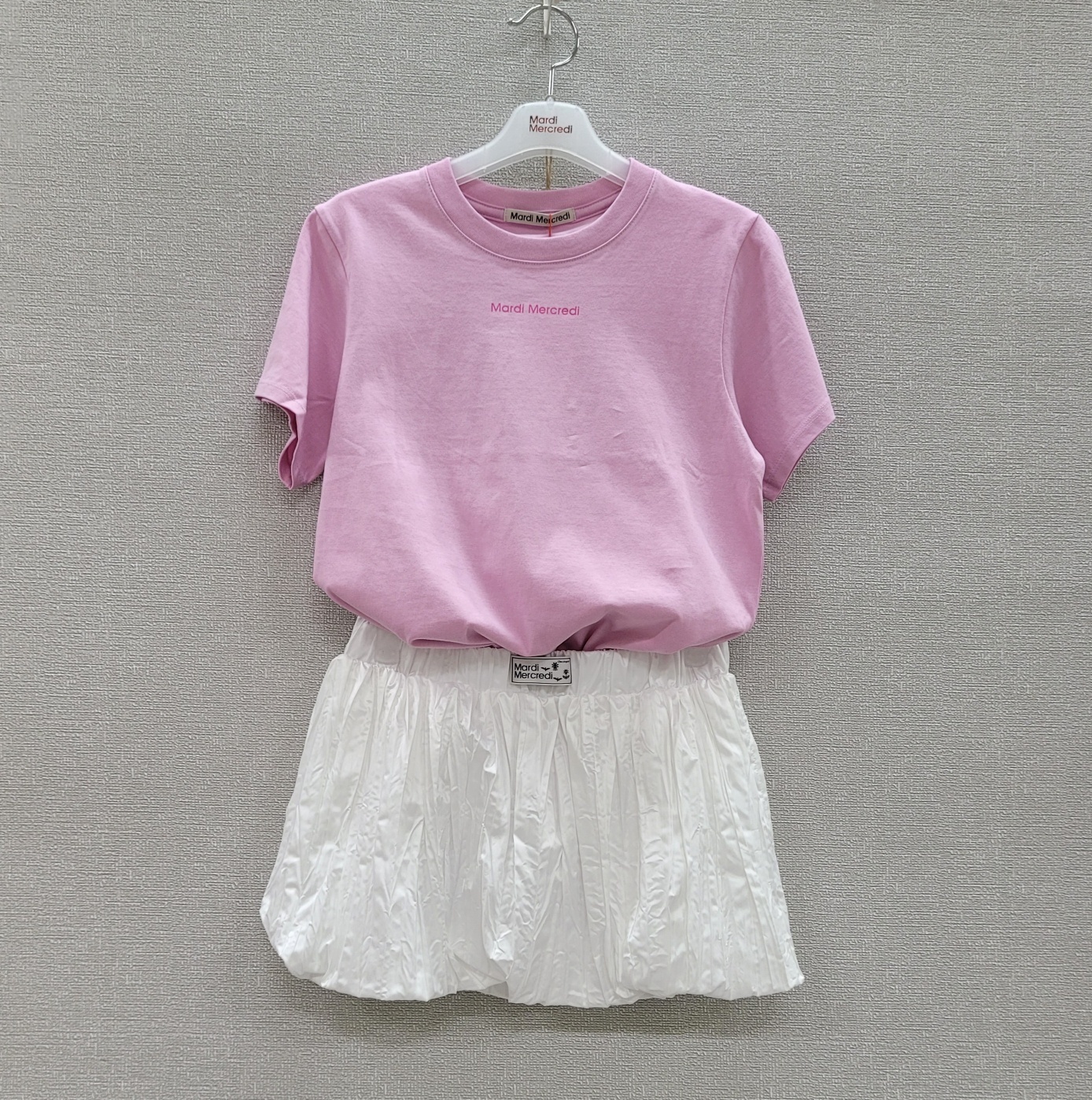 ●Mardi Mercredi●BALLOON MINI SWEAT SKIRT CRINKLED_WHITE ○Mardi Mercredi○BALLOON MINI SWEAT SKIRT CRINKLED