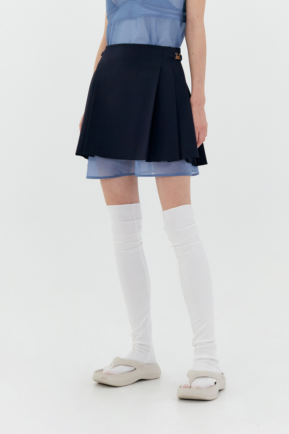 [LOW CLASSIC] / ☆ 24SS SHORT PLEATED SKIRT / NAVY