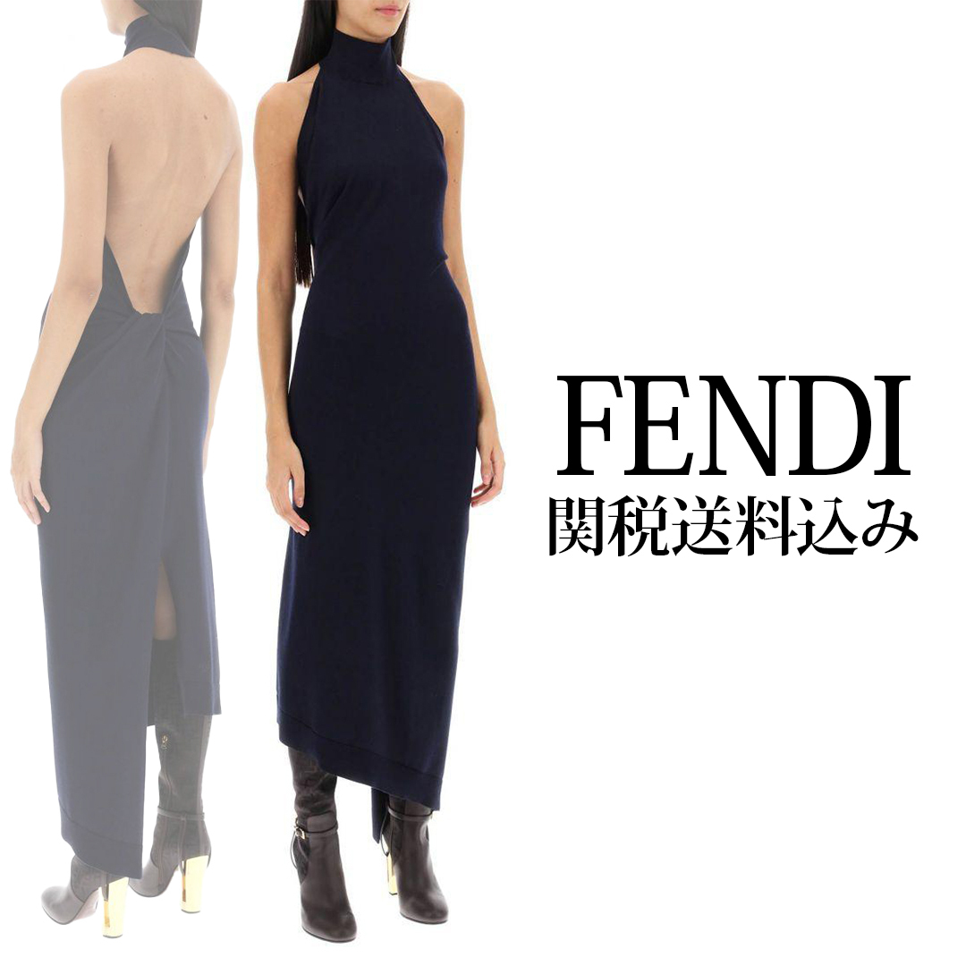 【FENDI】アシンメトリー ウール ニット ドレス【関税送料込】