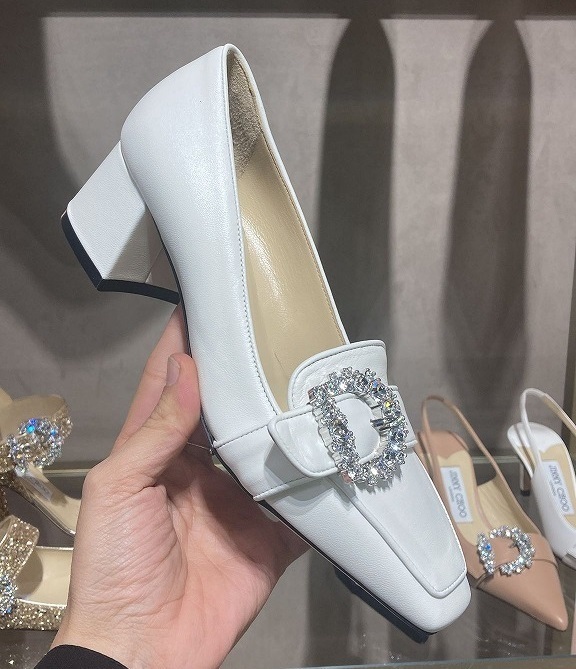 パンプス JIMMY CHOO CHERI NAPPA+CRYSTALS LOW HEEL PUMPS