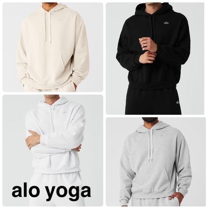 ALO Yoga Hoodies Unisex Street Style Long Sleeves Plain Logo Hoodies