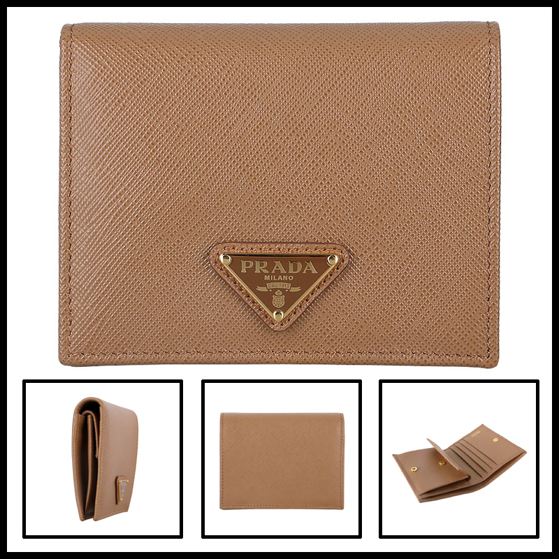 極美品 付属品有 PRADA プラダ サフィアーノ 二つ折り財布