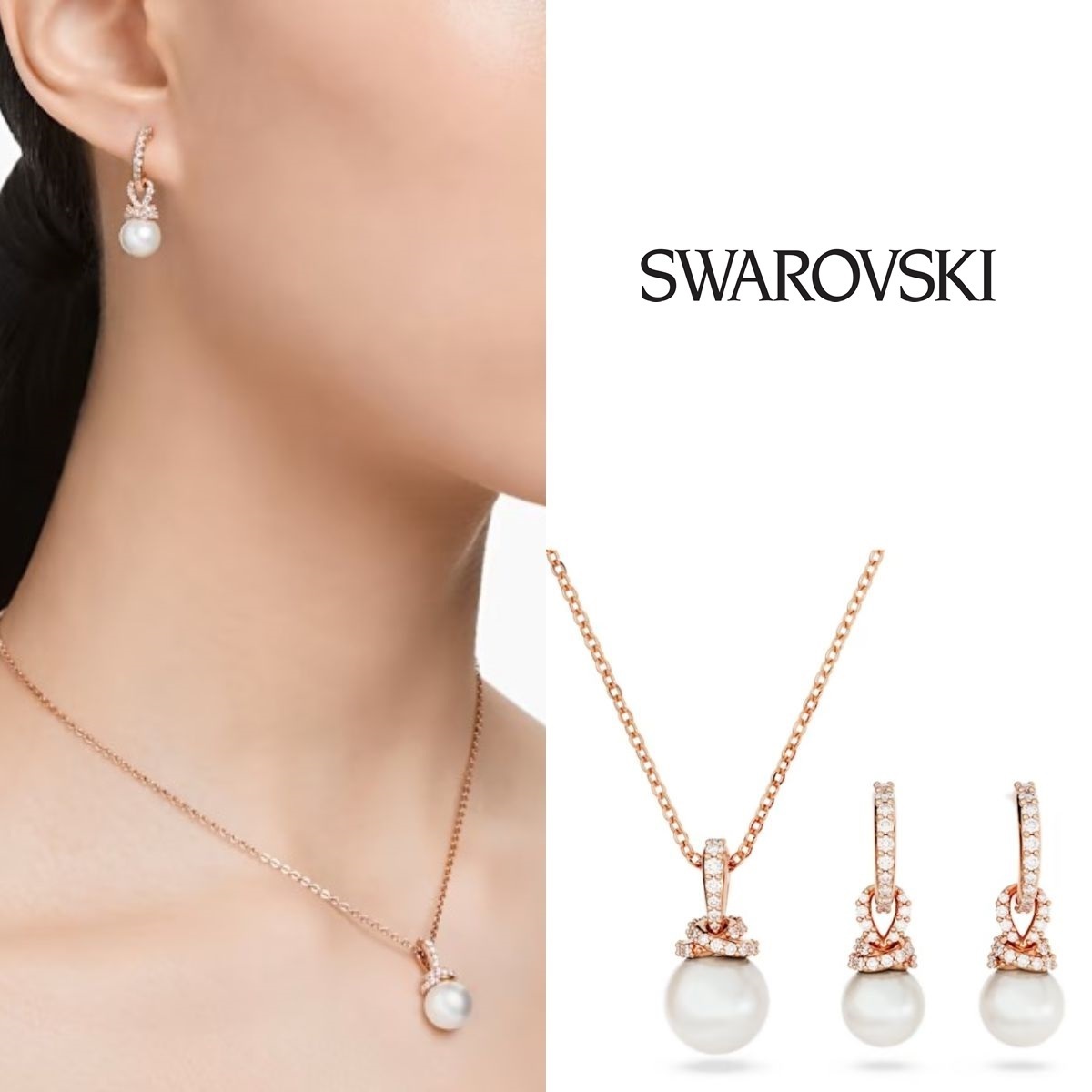 国内即発★SWAROVSKI★Originally パールピアスネックレスセット