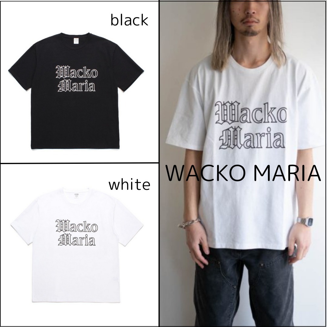 【WACKO MARIA】ワコマリア Tシャツ ロゴ ホワイト/ブラック