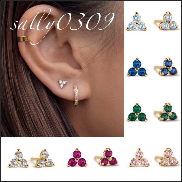 【関税・送料無料】AMY O★Clover スタッズピアス ６色