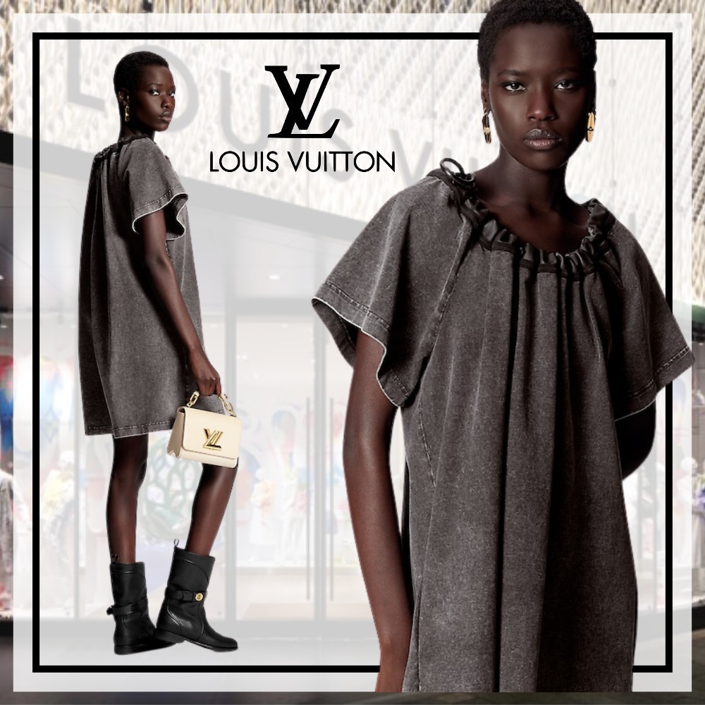 １枚でお洒落感 LouisVuitton スキューバトリムジャージードレス