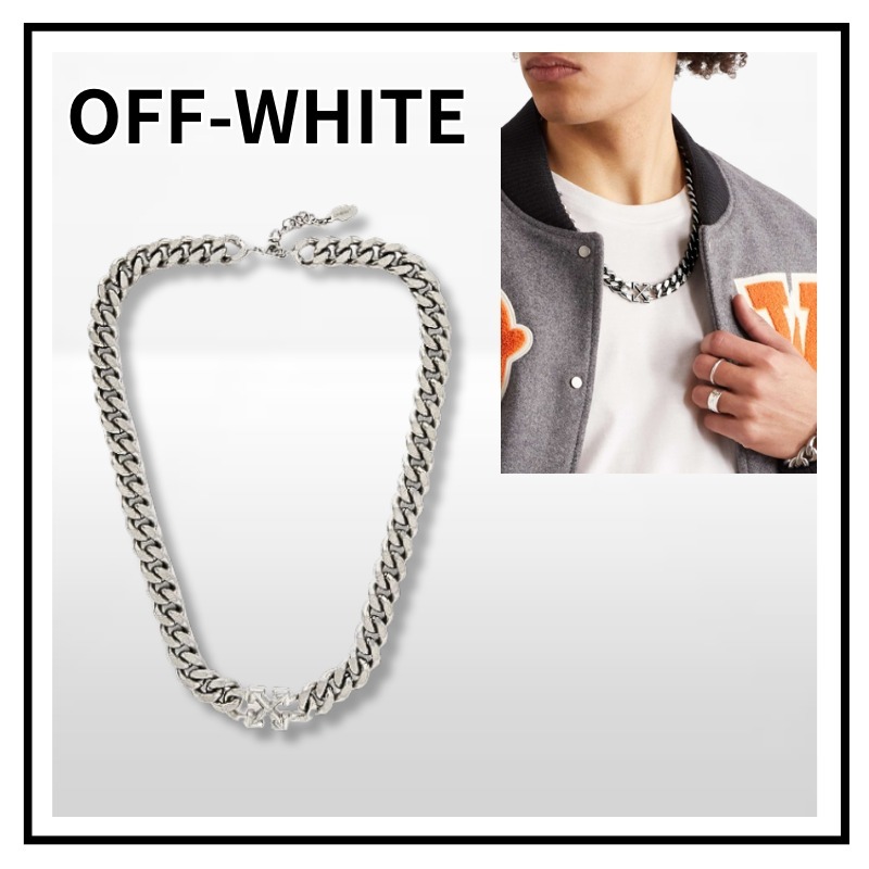 OFF-WHITE★シルバートーン チェーン ネックレス