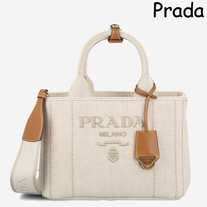 PRADA カナパ 最新 リネンブレンド トート ショルダー *先着価格