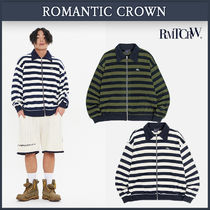 【ROMANTIC CROWN】★男女兼用★ストライプ ニット ブルゾン ROMANTIC CROWN】☆男女兼用☆ストライプ ニット ブルゾン