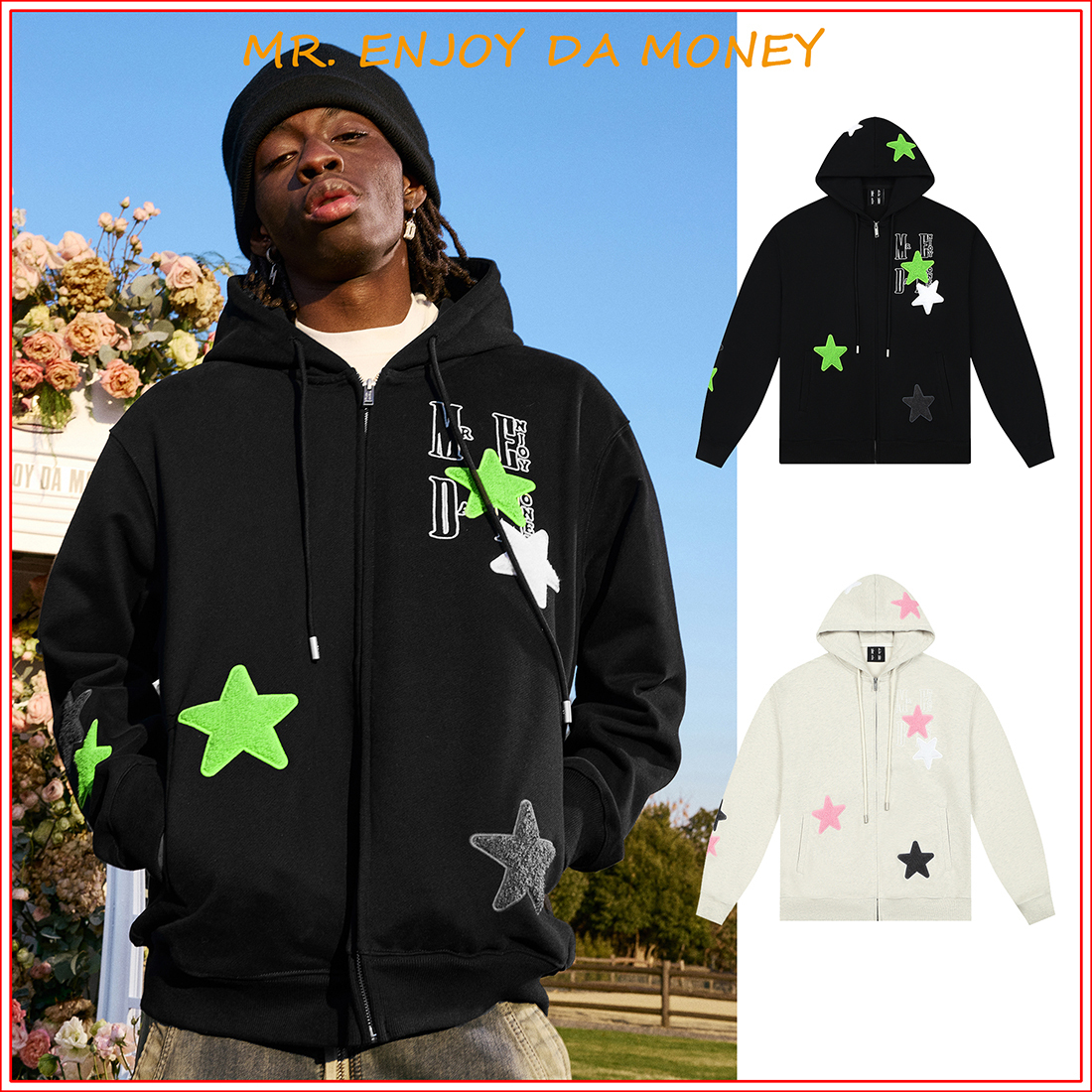 MR. ENJOY DA MONEY ジップアップ パーカー ジャケット 星柄 2色