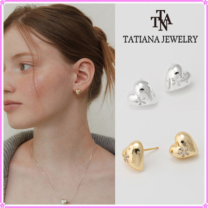 イヤリング TATIANA Silver 925 Flower Cubic Full Heart Earrings EC3068 TATIANA】Flower Cubic Full Heart Earring EC3068〜ピアス