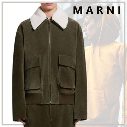 MARNI More Jackets Fur Street Style Plain Leather Logo Jackets