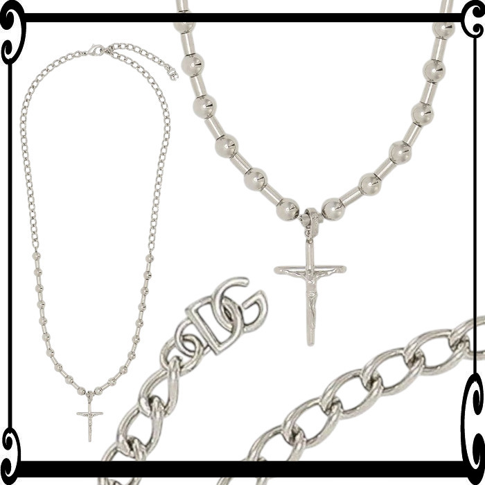 DOLCE & GABBANA 新作 クロスネックレス / ペンダント シルバー