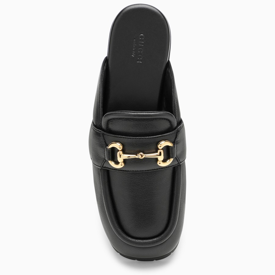 SS24 グッチ ホースビット付きブラック サボ ローファー (GUCCI