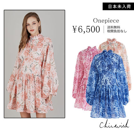 CHICWISH(シックウィッシュ)｜パープル花柄フリル半袖ワンピース フリル ワンピース Chicwish(シックウィッシュ) - 海外通販のBUYMA