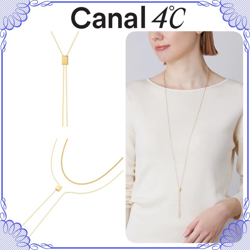 大人気!! Canal 4℃ シルバー モダン ロングネックレス